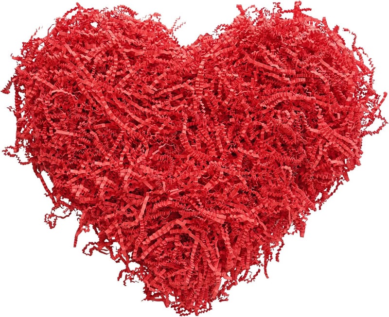 Bobobag - 4oz Crinkle Cut Paper Shred Filler Recyclable Gift Wrap Confetti Raffia Grass Shred Paper for Easter Baskets Filler Creative Eggs Decor (Red) - Image 1